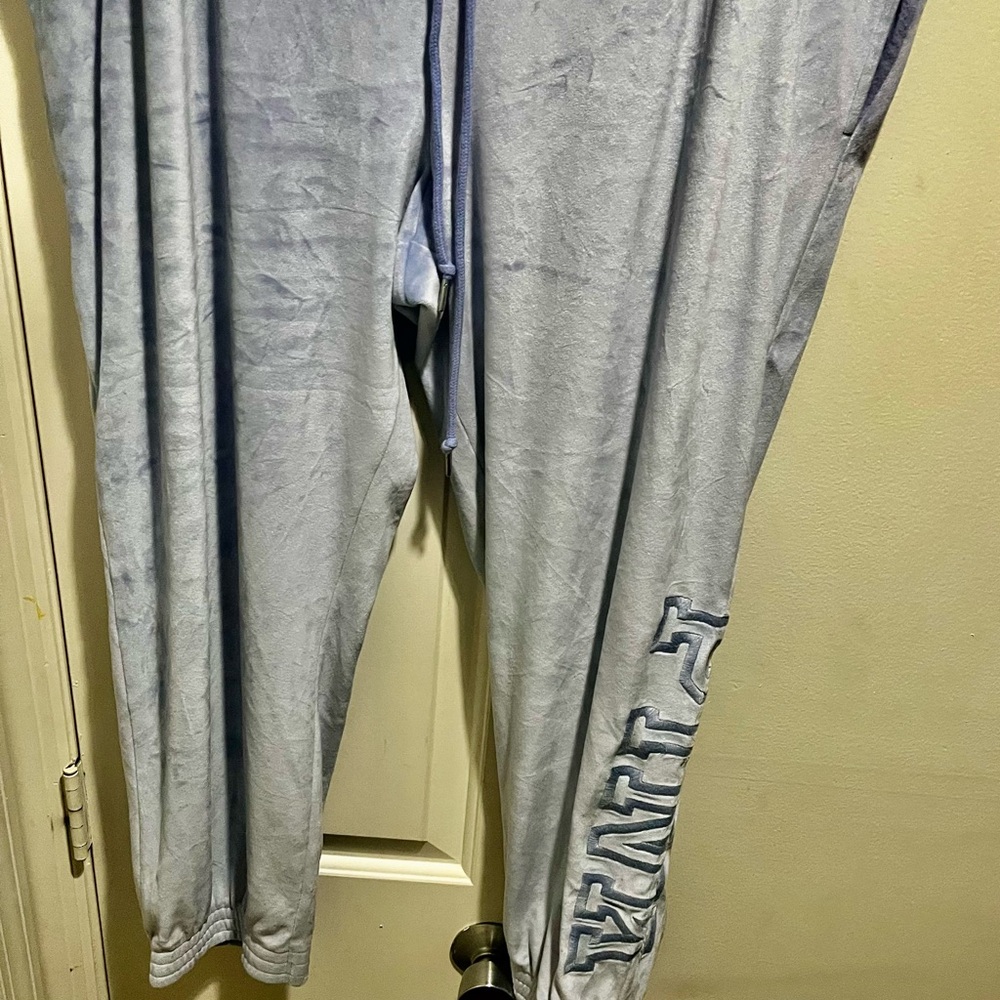 Pink Vs Light Blue Velvet Plus Size Joggers/ Sweatpants View 5